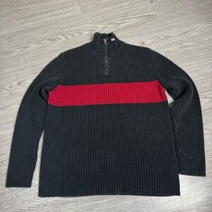Vintage Ralph Lauren Polo Jeans Co Quarter Zip Knit Sweater Sz L Made In Fiji